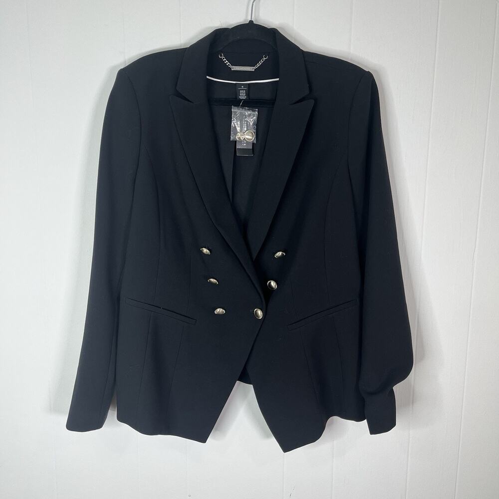 White House Black Market Trophy Blazer Jacket Black Gold Buttons NWT Sz 16